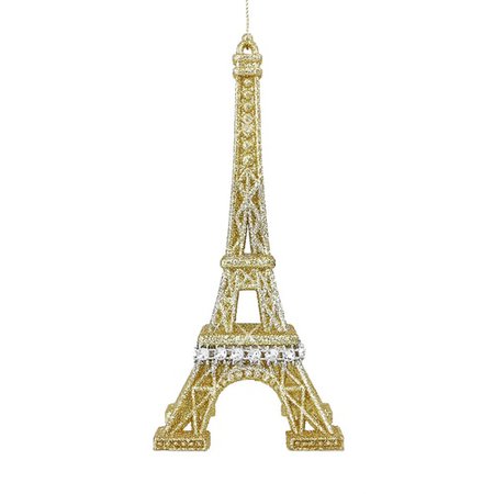 Silver & Gold Glitter Eiffel Tower Ornament
