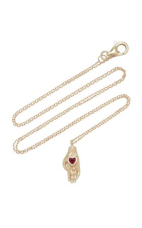 Heart In Hand 14k Yellow Gold Ruby Necklace By Pamela Love | Moda Operandi