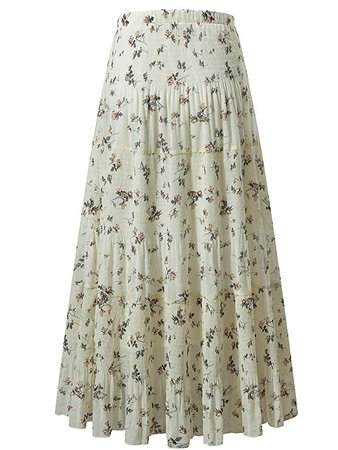 NASHALYLY Pleated Maxi Skirt - Women's Chiffon Floral Print High Waist Pleated A-Line Flared Long Skirts(13 2XL at Amazon Women’s Clothing store