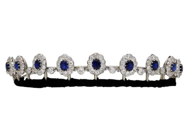 Circa 1920 Natural Unenhanced Burmese Sapphire Diamond Platinum Necklace Tiara For Sale at 1stDibs | platinum necklace womens
