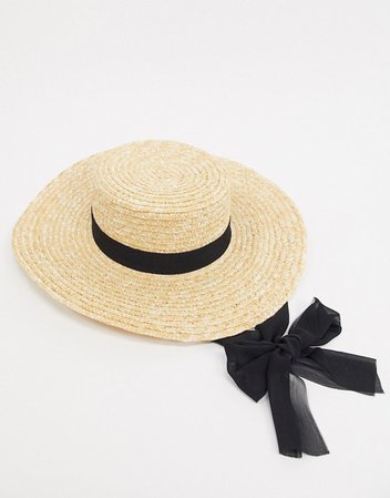My Accessories London straw hat with tie detail | ASOS