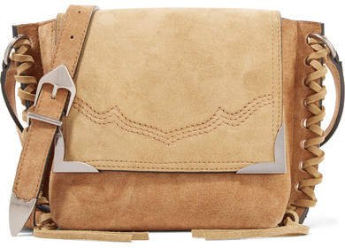 Kleny Whipstitched Two-tone Suede Shoulder Bag - Tan