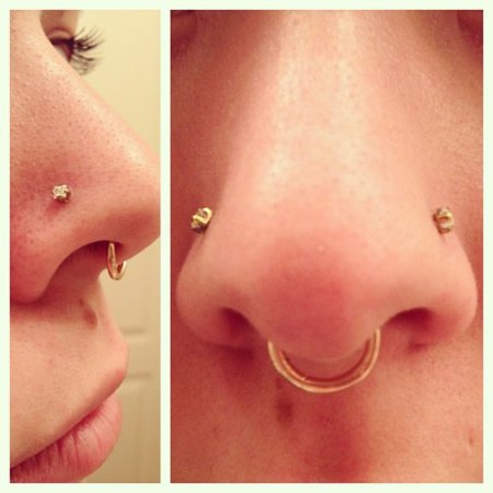 Double Nose Piercing And Septum