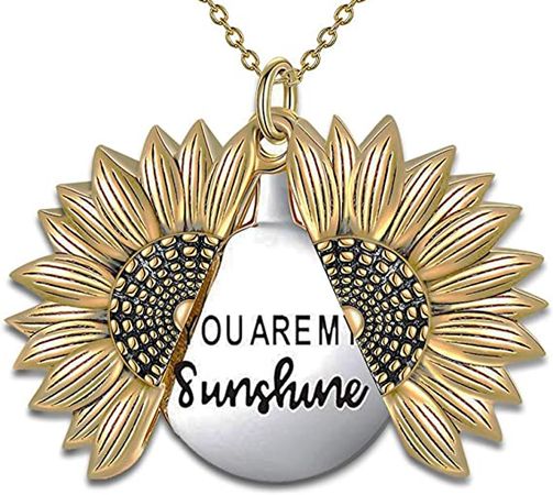 Amazon.com: MyLittleSunflower - You are My Sunshine Necklace - Sunflower Necklace Locket with Engraved Hidden Message Pendant for Women, Mother, Daughter : Clothing, Shoes & Jewelry