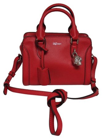 *clipped by @luci-her* Alexander McQueen New Padlock Mini Zip Red Leather Cross Body Bag - Tradesy