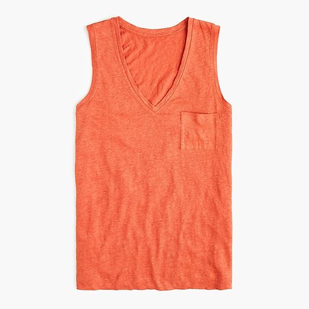 Linen V-neck pocket tank : Women t-shirts & tank tops | J.Crew