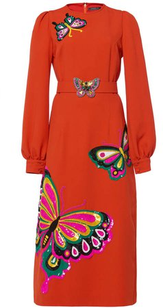 Belted Butterfly Sequined Midi Dress