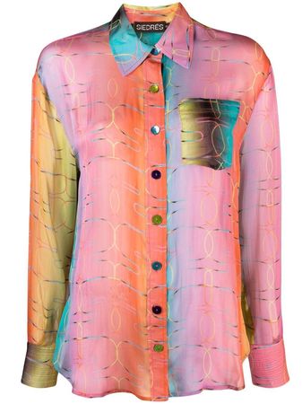SIEDRES Esme gradient-effect Sheer Silk Shirt - Farfetch