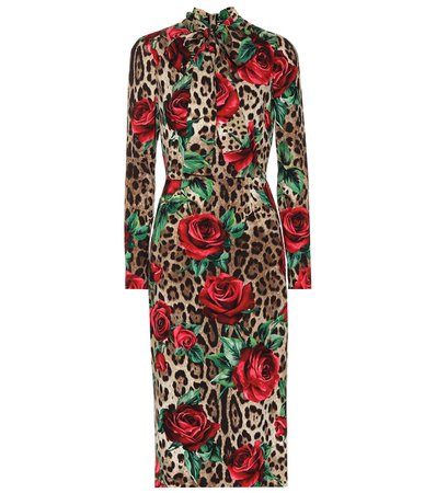 Dolce & Gabbana - Printed stretch silk midi dress | Mytheresa