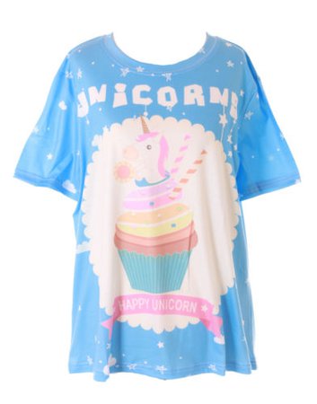 T-63 Unicorn Cupcake Fantasy Magic Blue T-Shirt Pastel Goth Lolita Cute | eBay
