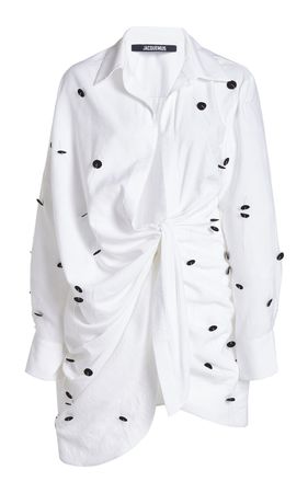 Bahia Dot-Embroidered Twill Mini Shirt Dress By Jacquemus | Moda Operandi
