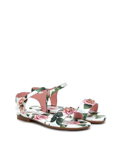 Dolce & Gabbana Kids - Floral leather sandals | Mytheresa