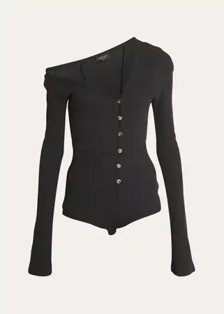 A.W.A.K.E. MODE Asymmetric Long-Sleeve Bodysuit - Bergdorf Goodman