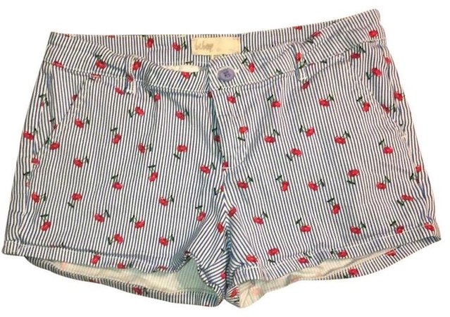 BeBop Striped Twill Cherry Print Shorts