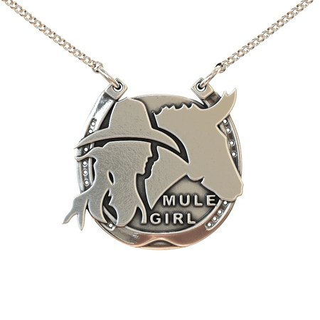 mule girl necklace silver cute