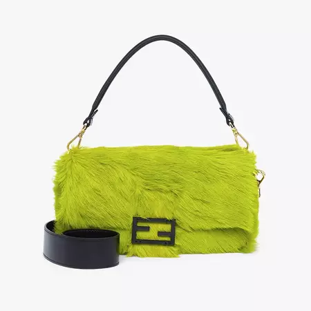 Baguette - Re-Edition bag in acid-green horsehide | Fendi
