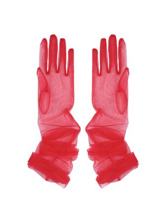 Sheer red gloves