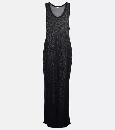 Silk Blend Jersey Maxi Dress in Black - Saint Laurent | Mytheresa