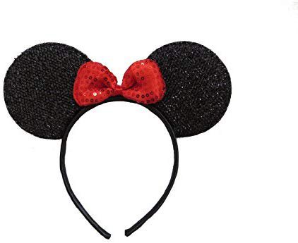 **NEW** GLITTER SPARKLY MINNIE MOUSE EARS WITH RED BOW - BLACK - FANCY DRESS HEN PARTY - ON HEADBAND - FOR KIDS ADULTS: Amazon.co.uk: Toys & Games