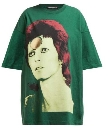 David Bowie Oversized Cotton T Shirt - Womens - Green