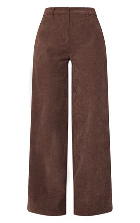 Chocolate Cord Mid Rise Wide Leg Trousers | PrettyLittleThing USA