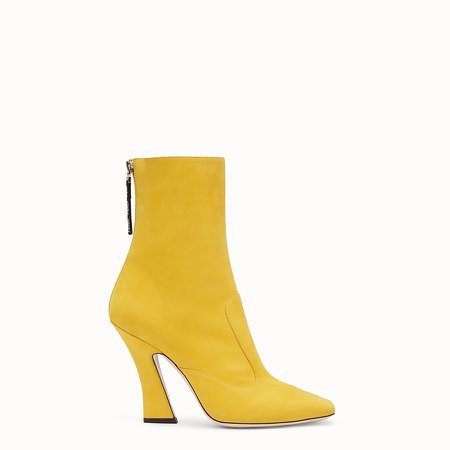Yellow nubuck booties - BOOTS | Fendi