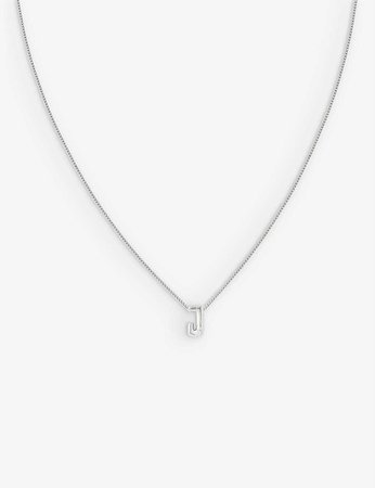 ASTRID & MIYU - Initial J rhodium-plated recycled sterling-silver and cubic zirconia pendant necklace | Selfridges.com