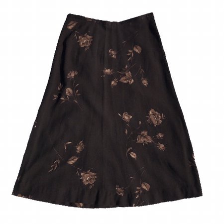 vtg late 90s grunge long brown rose skirt 🥀 size... - Depop