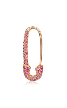 18k Rose Gold Pink Sapphire Safety Pin Single Earring By Anita Ko | Moda Operandi