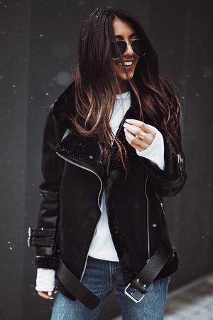 Black Faux Leather Oversized Moto Jacket – Genuine People