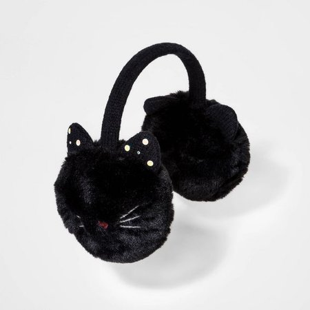 Girls' Cat Bedazzled Earmuffs - Cat & Jack™ Black One Size : Target