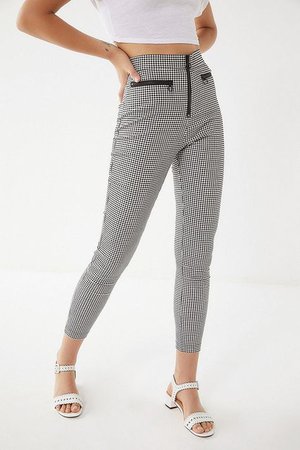 UO Susie High-Waisted Zip-Front Pant | fall in 2019 | Gingham pants, Pants, Plaid pants