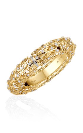18k Yellow Gold Estelar Bridge Bracelet With Diamonds By Hueb