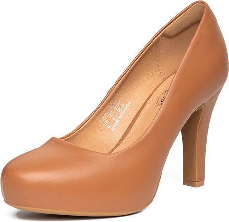Amazon.com | Trary Women's Heels for Women, Black Heels White Heels Brown Heels Nude Heels, Low Platform Heels, IN3.2 High Heel Closed Round Toe Pumps Dress Office Wedding Shoes for Women | Pumps