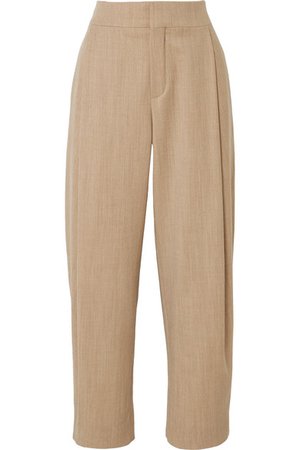 Chloé | Cropped pleated wool-blend tapered pants | NET-A-PORTER.COM