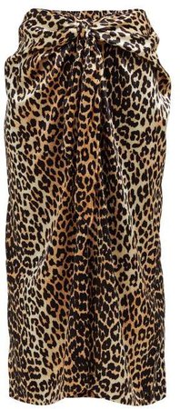 Leopard Printed Silk Blend Midi Skirt - Womens - Leopard