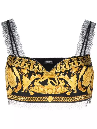 Shop Versace Barocco-print bralette top with Express Delivery - FARFETCH