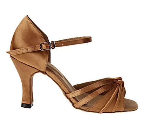 brown satin heeled sandal