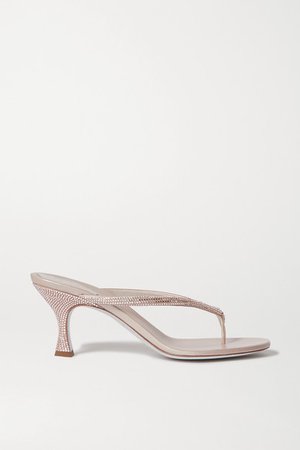 René Caovilla | Crystal-embellished satin and leather sandals | NET-A-PORTER.COM