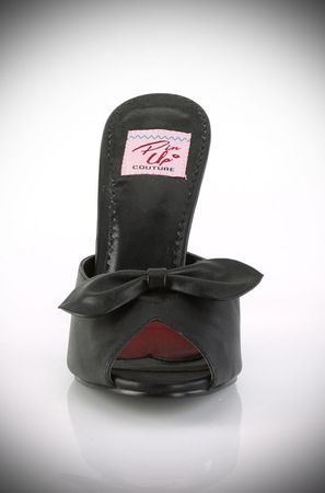 Black Monroe Heels - vintage pinup style faux leather mules
