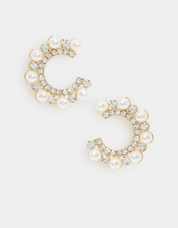 Glamorous Exclusive statement hoop earrings with pearl cluster | ASOS