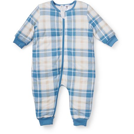 Dymples Baby Padded Check Coverall - Blue & White | BIG W