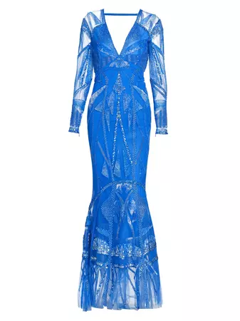 Shop Zuhair Murad Art Deco Beaded Mermaid Gown | Saks Fifth Avenue