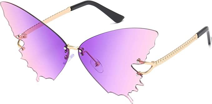 Butterfly Sunglasses for Women Metal Frame Rimless Eyewear UV Protection : Amazon.ca: Clothing, Shoes & Accessories