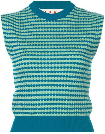 sleeveless patterned knit top