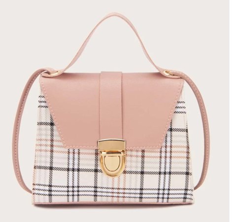 pink plaid purse
