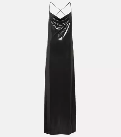 Cowl Neck Maxi Dress in Silver - Saint Laurent | Mytheresa