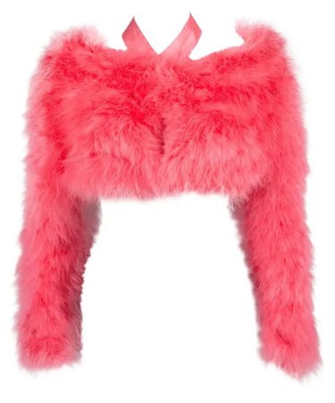 Tom Ford for Gucci Marabou Feather Bolero Jacket in black, white, peach, and hot pink