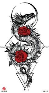 dragon rose big 8.25&#034; temporary tattoo lower back tattoos girls | eBay