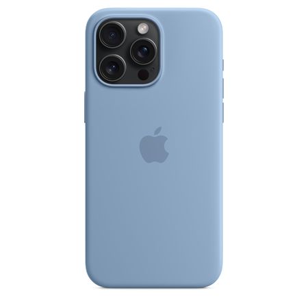 Capa de silicone com MagSafe para iPhone 15 Pro Max – Azul-inverno